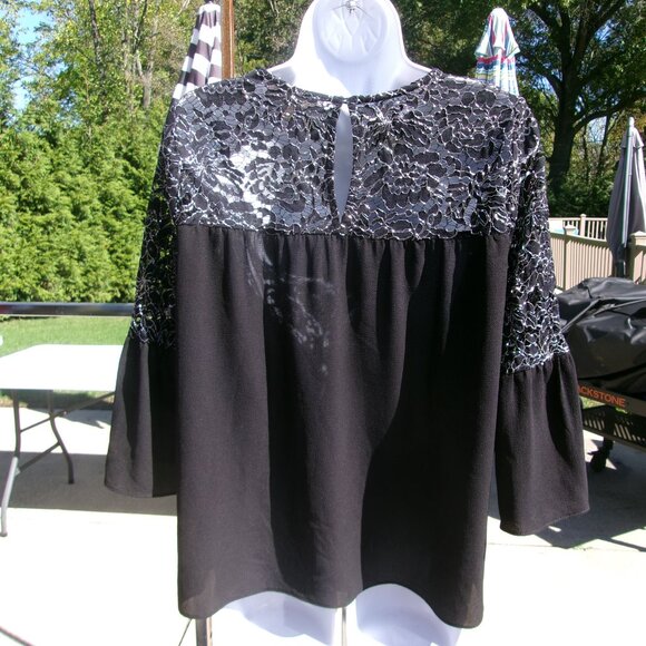 MICHAEL KORS BLACK&SILVER METALIC TOP M - Picture 2 of 2